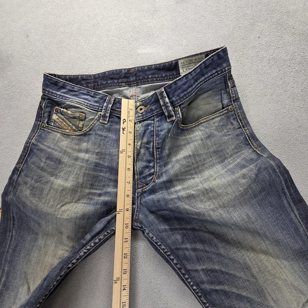 Diesel Jeans Mens 30x34 Blue Larkee-T Regular Tapered Button Altered Hem 0886S